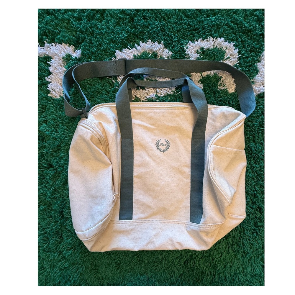 PINK Victoria's Secret‎ Duffel Bag Womens OS Cream Green Excellent Canvas Travel
